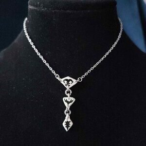 Gothic medieval dainty rosary necklace with a small silver chain